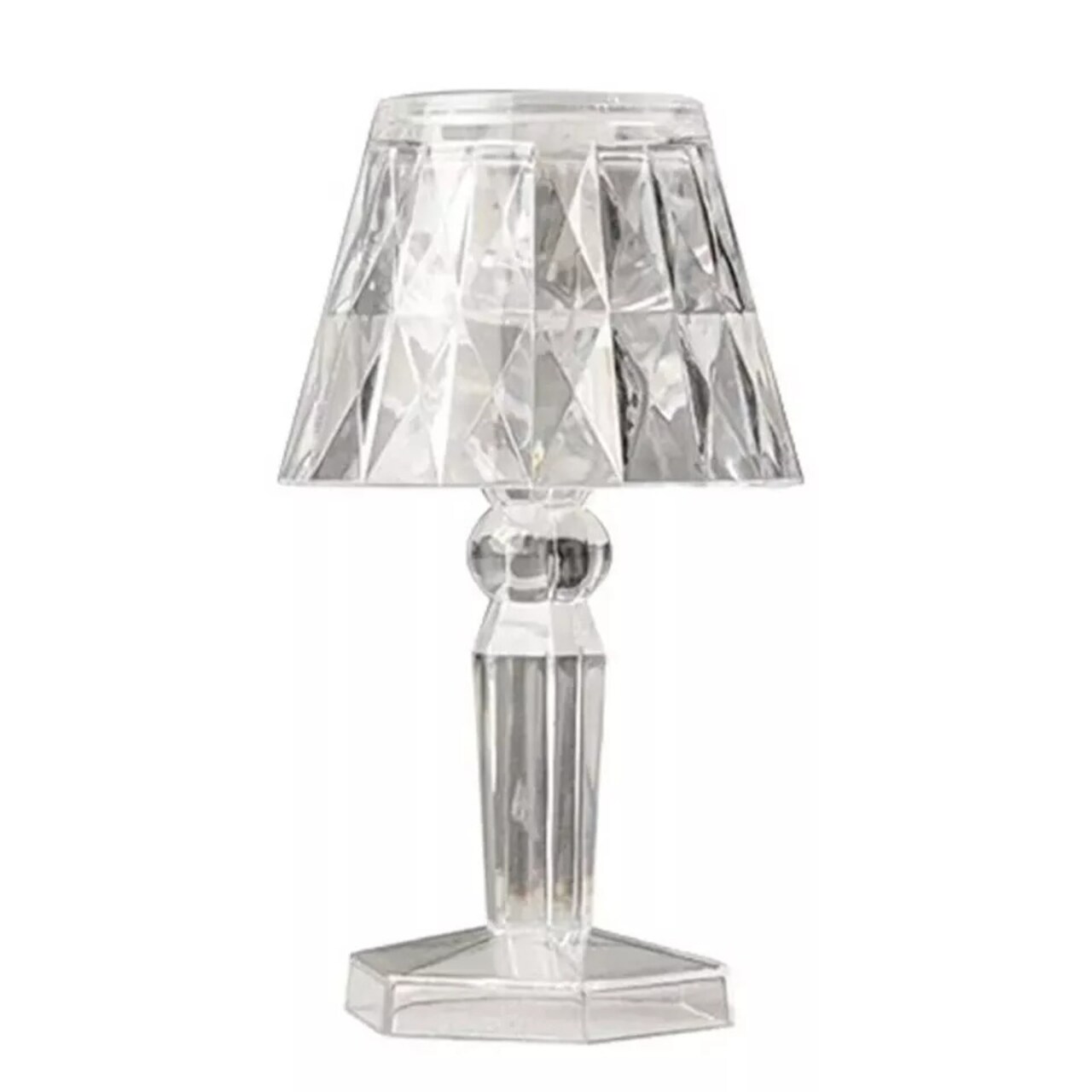 6 Clear 4.5 in Acrylic Crystal TABLE LAMPS Battery Operated LED Lights Party
